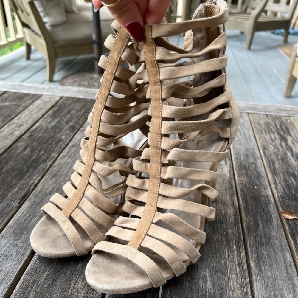 Nicole Miller Atelier suede cage gladiator Heels